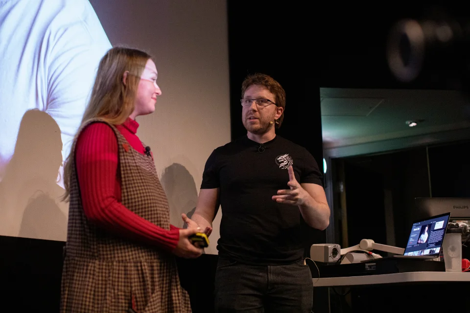 Steven Rice speaking at the AI and Games Conference
